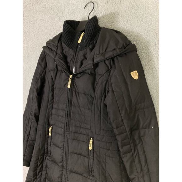 Vince Camuto Women's Medium Black Down Parka Hooded Zip Pockets Zip Closure - Picture 9 of 11
